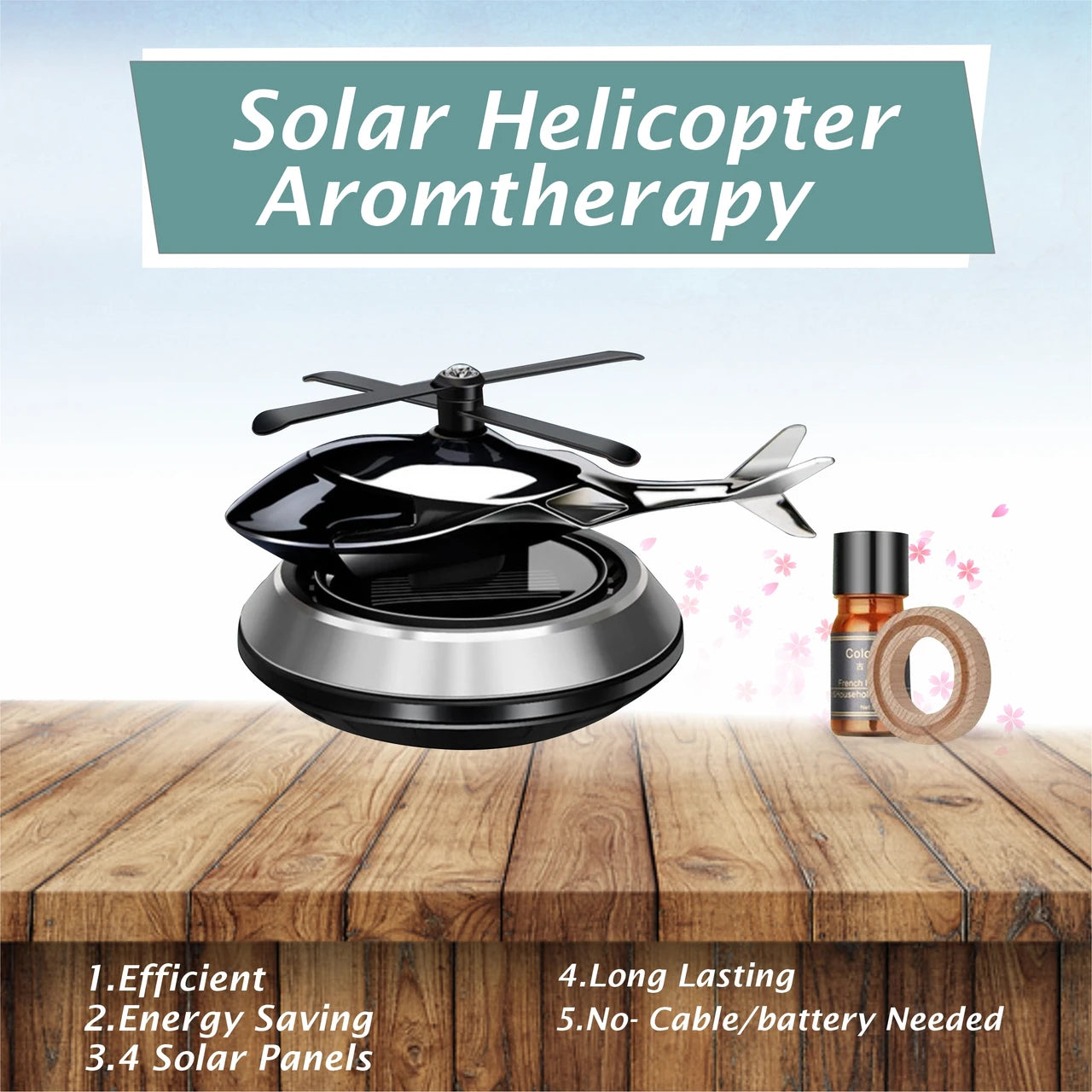 Solar Car Helicopter Helicopter Car Air Freshener Rotating Solar Car Helicopter