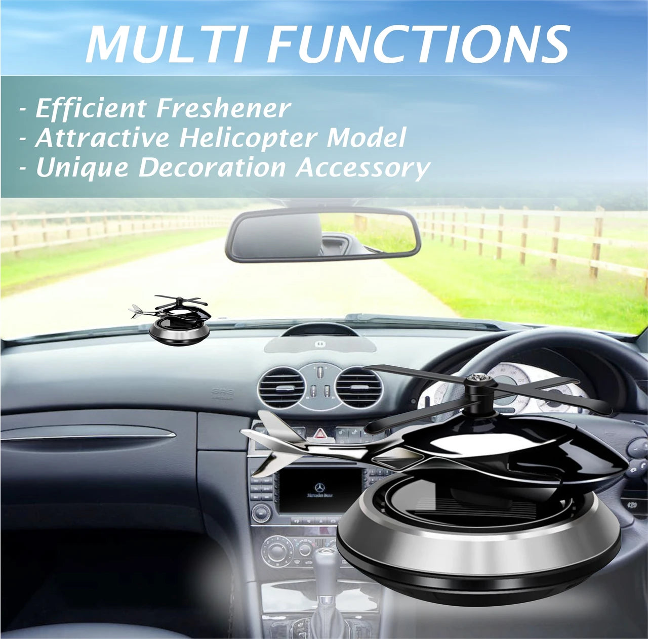 Solar Car Helicopter Helicopter Car Air Freshener Rotating Solar Car Helicopter
