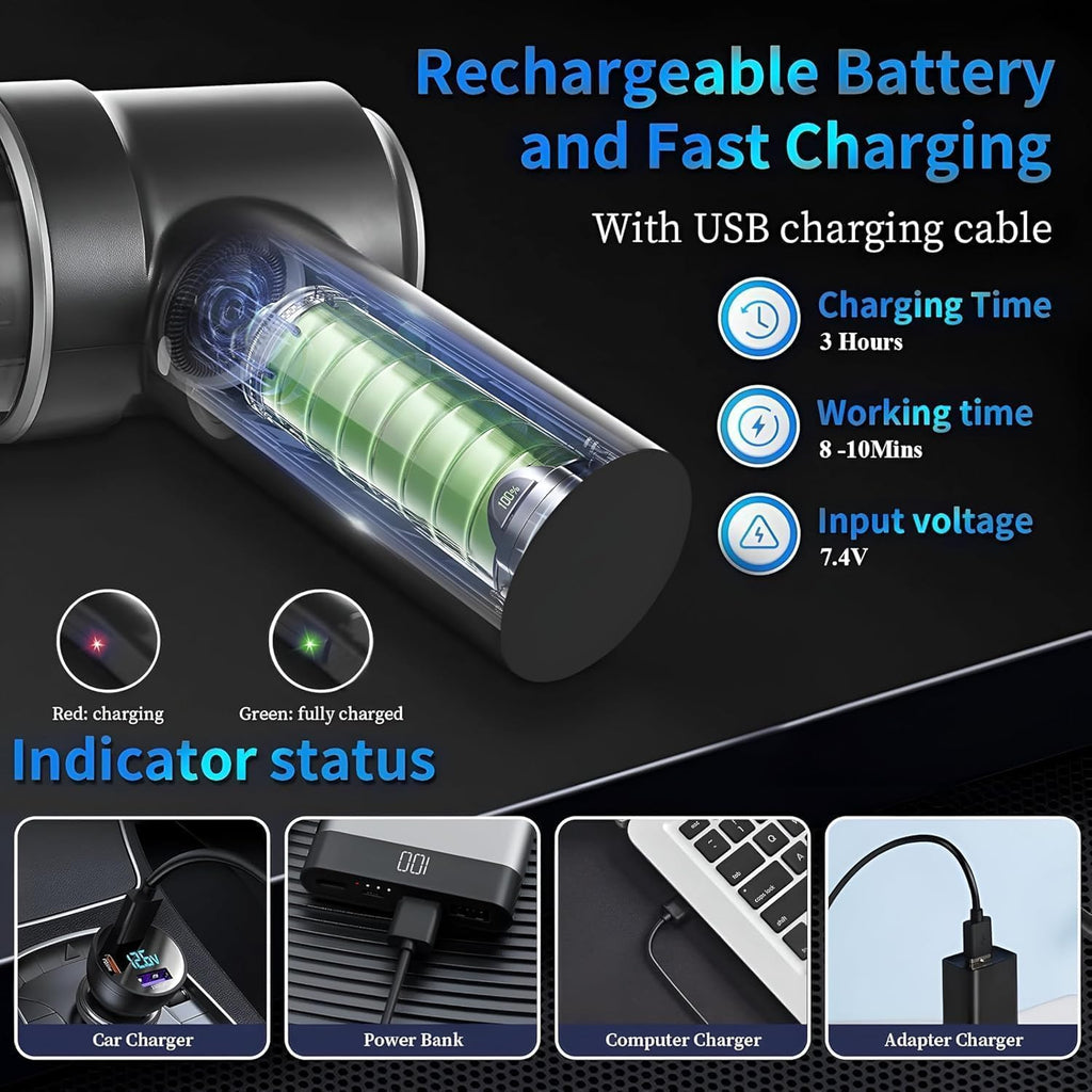 3-in-1 Portable Cordless Car Vacuum Cleaner & Air Blower